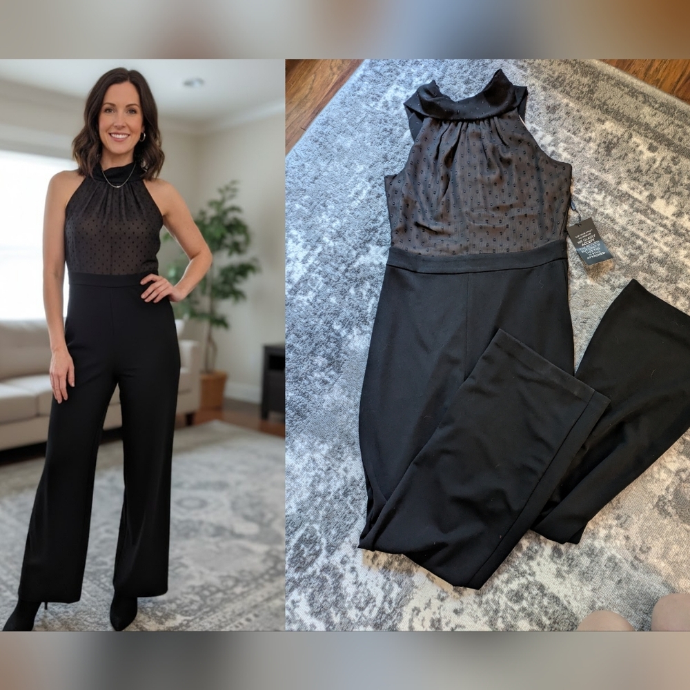 NWT WHBM Jumpsuit Womens Size 8 Halter Cocktail Formal Romantic Wedding Minimal